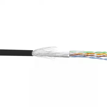 InLine Patch Kabelis SF/UTP Cat.5e AWG26 CCA PVC melns 100m