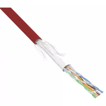 InLine Patch Kabelis SF/UTP Cat.5e AWG26 CCA PVC sarkans 100m