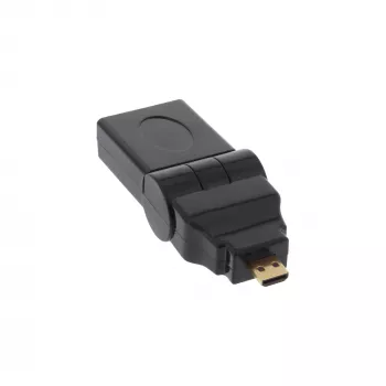 HDMI adapteris, A tipa ligzda / D tipa spraudnis, grozāms, apzeltīti kontakti, InLine 17690L