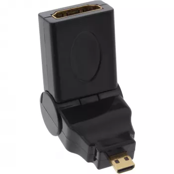 HDMI adapteris, A tipa ligzda / D tipa spraudnis, grozāms, apzeltīti kontakti, InLine 17690L