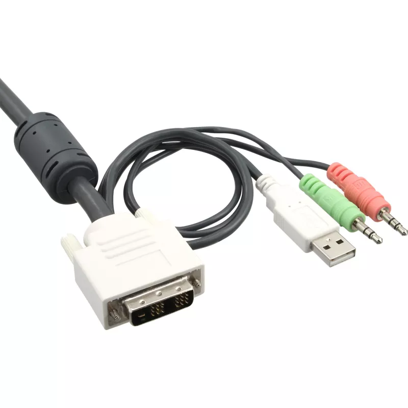 InLine KVM slēdzis 2 porti DVI-D USB ar audio