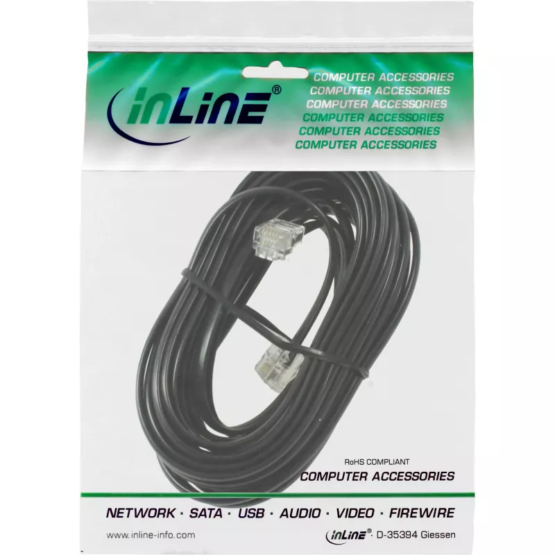 InLine modulārais kabelis RJ11 vīrišķais / vīrišķais 6P4C 10m