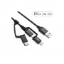 InLine 3-in-1 USB kabelis, USB-A vīriešu uz Micro-USB+USB-C+Lightning, melns/alumīnijs