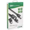 InLine 3-in-1 USB kabelis, USB-A vīriešu uz Micro-USB+USB-C+Lightning, melns/alumīnijs