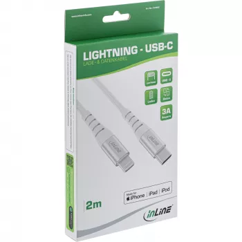 InLine USB-C uz Lightning kabelis, sudraba/alumīnijs, 1 m