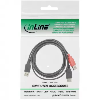 USB 2.0 Y-kabelis 2x Type A vīriešu/sieviešu InLine 34510Z 0.2m