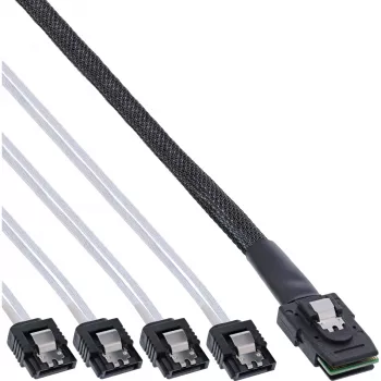 InLine SAS kabelis Mini SAS SFF8087 uz 4x SATA tiešais OCR 1m