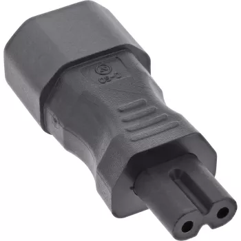 InLine barošanas adapteris IEC 60320 C14 / C7, 3 kontaktu IEC ierīcei uz 2 kontaktu