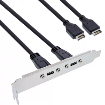 InLine Slot kronšteins USB-C uz USB 3.2 priekšējais panelis Key-A iekšējais, 0.5m