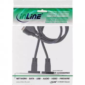 InLine Slot kronšteins USB-C uz USB 3.2 priekšējais panelis Key-A iekšējais, 0.5m