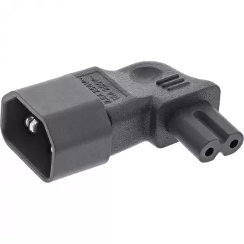 InLine strāvas adapteris IEC 60320 C14 / C7, pa kreisi/pa labi leņķveida, 3 kontaktu uz 2 kontaktiem