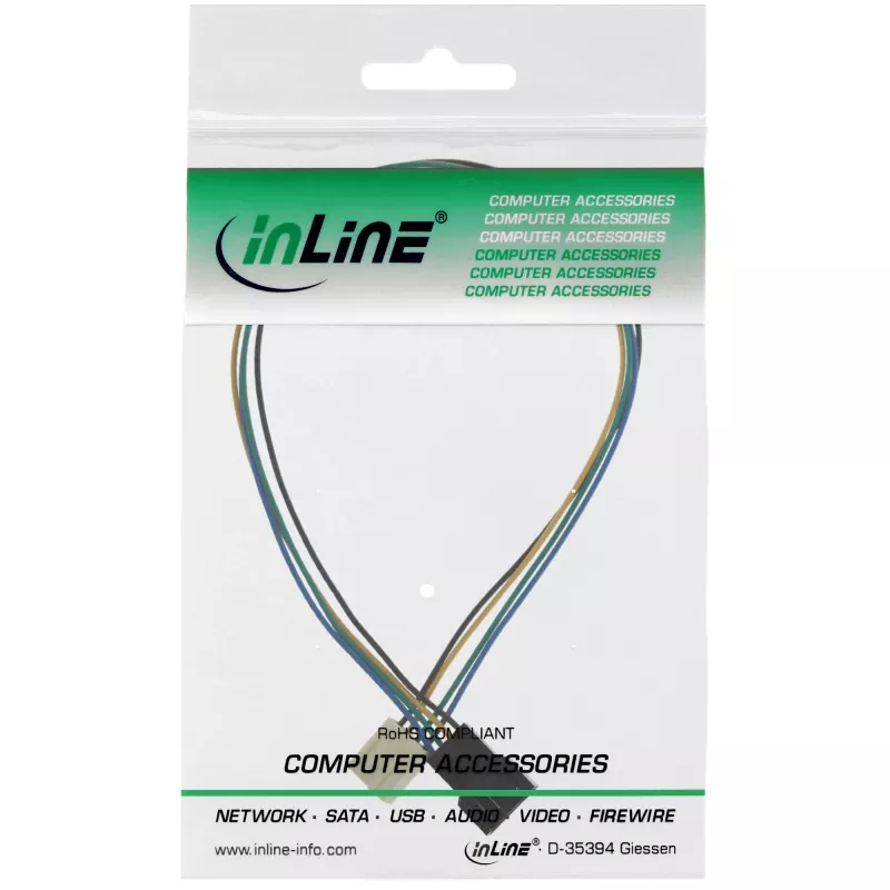 InLine Ventilatora pagarinājuma kabelis 4pin Molex vīriešu/sieviešu 0,30 m
