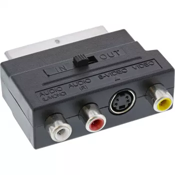 InLine Scart Adapter Scart vīrietis / 3x RCA un S-VHS video iekšā/ārā