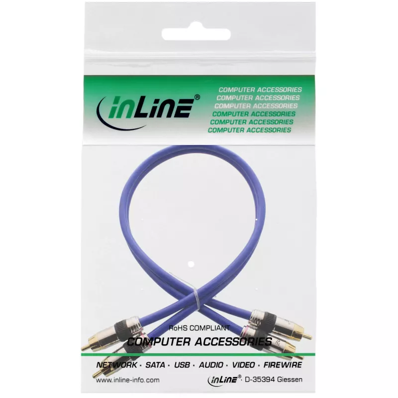 InLine Premium RCA Audio kabelis 2x RCA vīriešu/vīriešu apzeltīts 0,5m