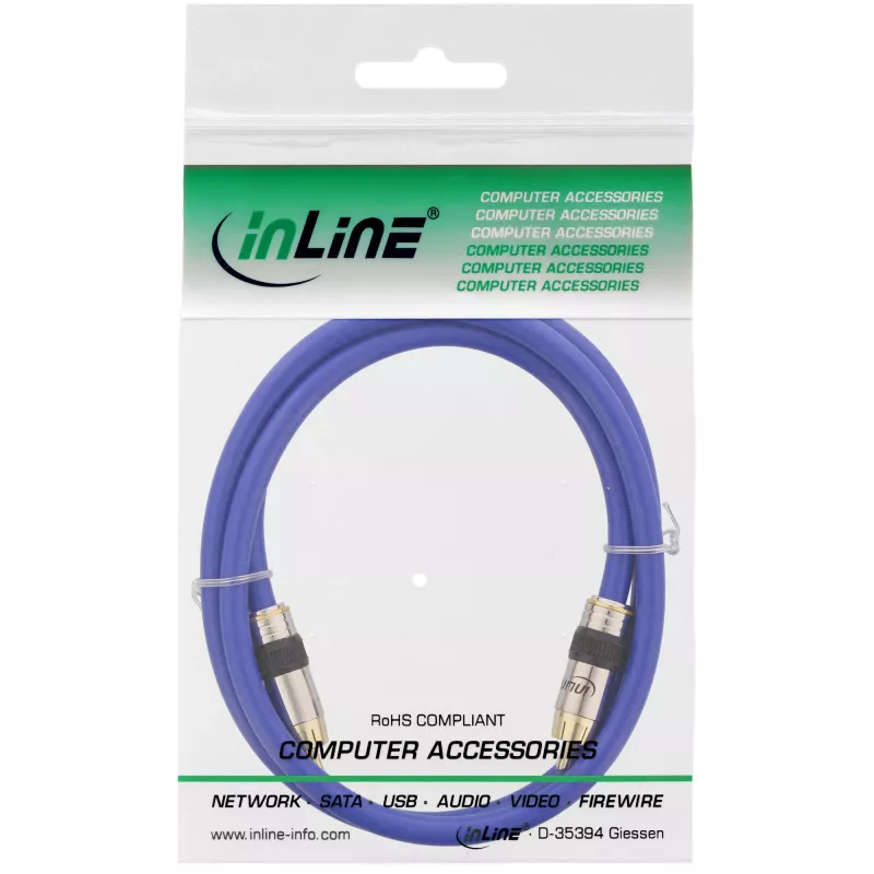 InLine Premium RCA video un digitālā audio kabelis RCA vīriešu / vīriešu zeltīts 10m