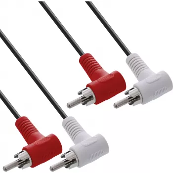 InLine Audio kabelis 2x RCA M/M leņķa 1.2m Melns 89929 Intos