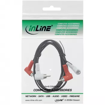 InLine Audio kabelis 2x RCA M/M leņķa 1.2m Melns 89929 Intos