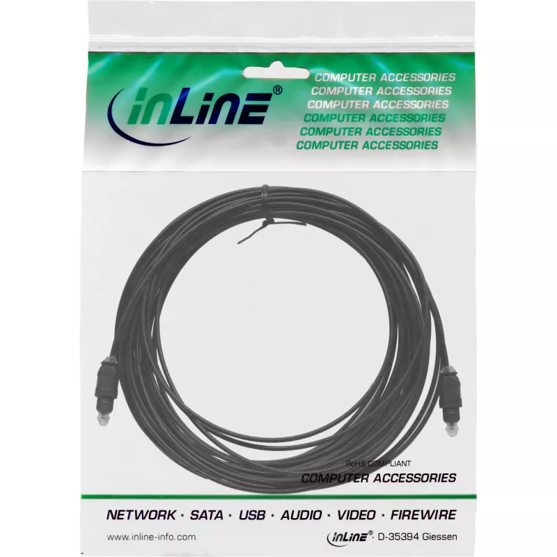 InLine optiskais audio kabelis Toslink vīriešu/vīriešu 3m, melns