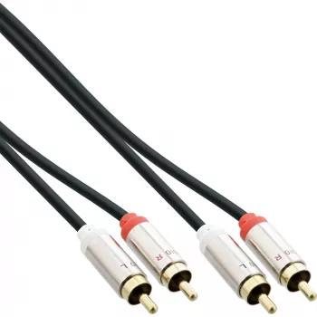 InLine Slim Audio kabelis 2x RCA vīriešu/vīriešu, stereo, 0,5 m, melns