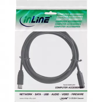 InLine FireWire 400 uz 800 1394b kabelis 6/9 vītņotais savienotājs 3m