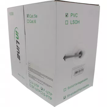 InLine Patch Kabelis F/UTP Cat.5e AWG26 CCA PVC pelēks 100m