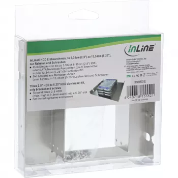 InLine Bracket Kit 3x 2,5 inch HDD uz 5,25 inch HDD stiprinājumi un skrūves