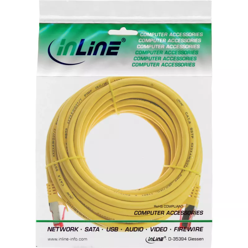 InLine Patch Kabelis S/FTP PiMF Cat.6 250MHz PVC varš dzeltens 20m