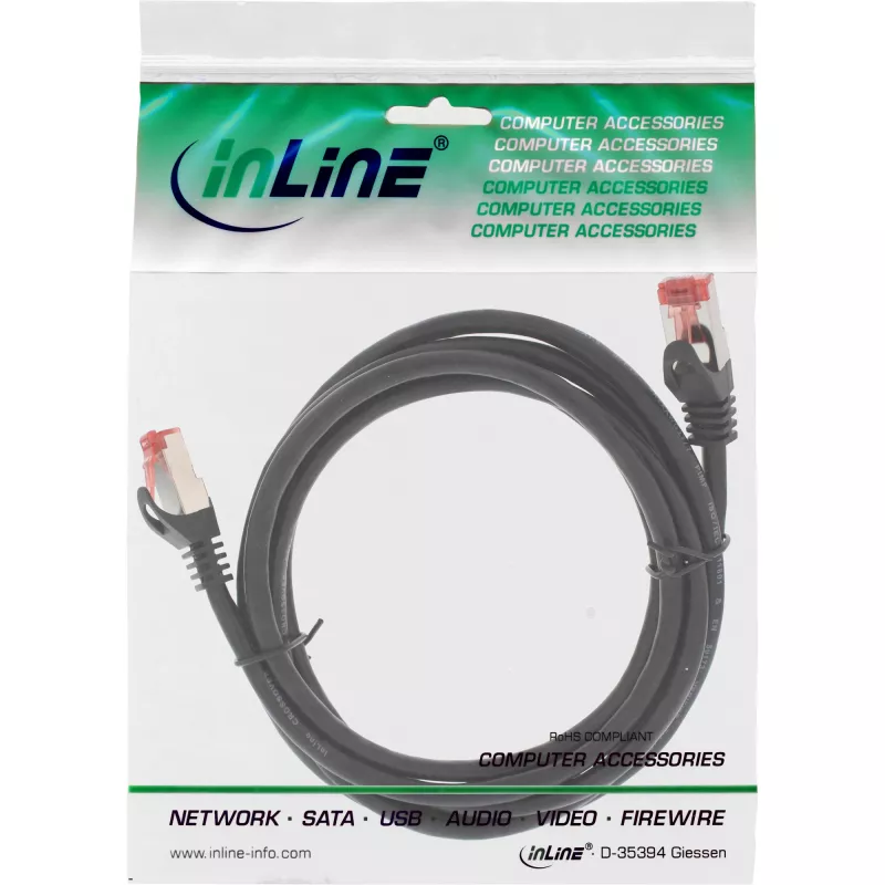 InLine Crossover PC to PC Direct Connect Cable S/FTP Cat.6 melns 0.5m