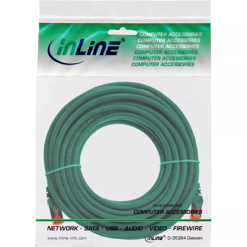 Tīkla kabelis InLine Patch Cable S/FTP PiMF Cat.6 250MHz 20m Zaļš