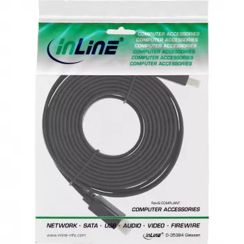 InLine HDMI plakanais kabelis High Speed ar Ethernet, zeltīti kontakti, melns, 10m