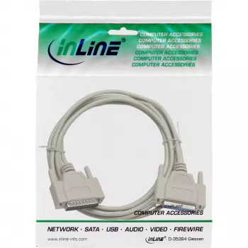 InLine seriālais kabelis, formēts DB25 tēviņš / mātīte, pelēks, 5 m