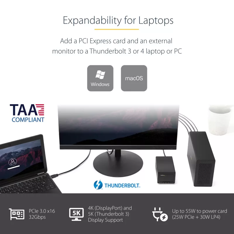 StarTech.com viena slota Thunderbolt 3 PCIe paplašināšanas šasija