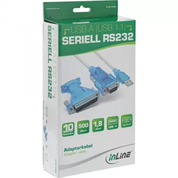 InLine USB uz seriālo adaptera kabelis USB Type A tēviņš / DB9 tēviņš 1,8 m