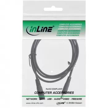 InLine DC pagarinātāja kabelis, DC vīrišķais/sieviešu 5.5x2.1mm, AWG 18, melns 1m