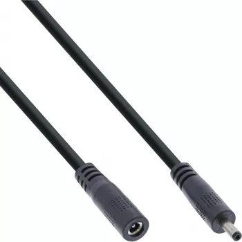 InLine DC pagarinājuma kabelis, DC vīriešu/sieviešu 3.5x1.35mm, AWG 18, melns 0.5m