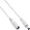 InLine DC pagarinājuma kabelis, DC vīrietis/sieviete 5.5x2.1mm, AWG 18, balts 5m