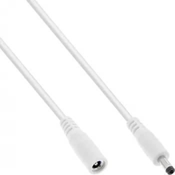 InLine DC pagarinātāja kabelis, DC vīrišķais/sieviešu 4.0x1.7mm, AWG 18, balts 2m