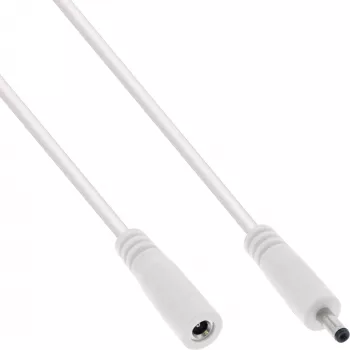 InLine pagarinājuma kabelis DC, vīriešu/sieviešu 3.5x1.35mm, AWG 18, balts 0.5m