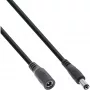 InLine DC pagarinājuma kabelis, DC vīrišķais/sieviešu 5.5x2.5mm, AWG 18, melns 1m