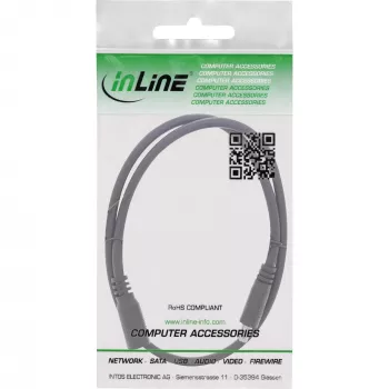 InLine DC pagarinājuma kabelis, DC vīrišķais/sieviešu 5.5x2.5mm, AWG 18, melns 1m