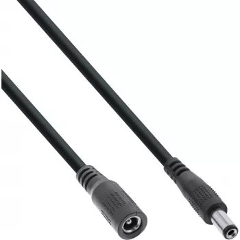 InLine DC pagarinātājkabelis, DC vīrišķais/sieviešu 5.5x2.5mm, AWG 18, melns 5m