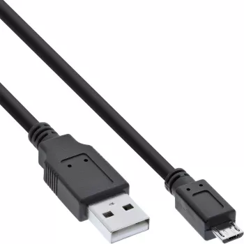 InLine Micro USB 2.0 kabelis USB A vīriešu / Micro-B vīriešu, melns, 1m