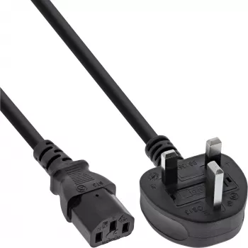 InLine barošanas kabelis Anglija vīrišķais / 3pin IEC C13 vīrišķais, 1m