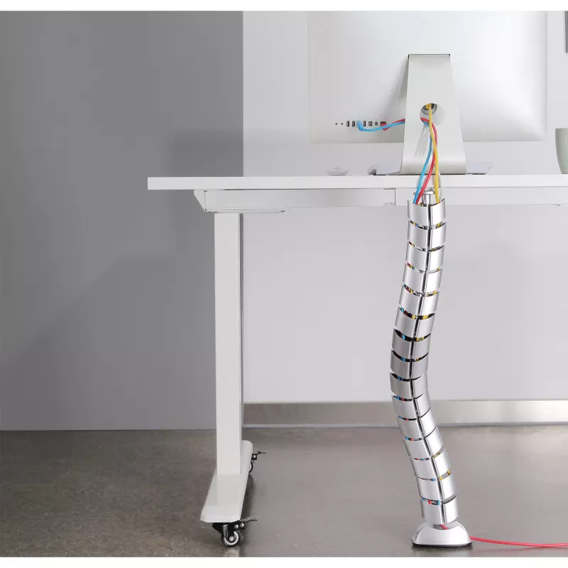 InLine Elastīgs vertikāls kabeļkanāls galdam, 2 kameras, 0,80 m, sudrabs