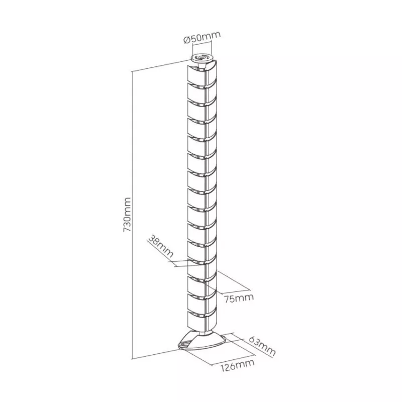 InLine Elastīgs vertikāls kabeļkanāls galdam, 2 kameras, 0,80 m, sudrabs