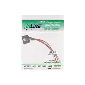 InLine SATA barošanas adaptera kabelis 4pin Molex / 15pin SATA ar fiksatoru 0,30m