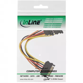 InLine SATA Strāvas Y-Kabelis SATA sievišķais / 2x SATA vīrišķais ar fiksatoriem 0,30 m