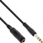 InLine pagarinātājvads austiņām 6,3 mm stereo vīriešu/sieviešu, apzeltīts, melns, 5 m