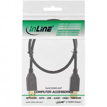 InLine USB 2.0 kabelis, AM/AM, melns, apzeltīti kontakti, 1m
