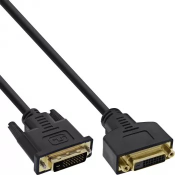 DVI-D kabelis Premium 24+1 vīrietis-sieviete Dual Link apzeltīts 3m InLine 17763P